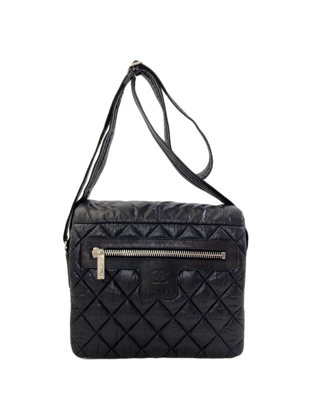 Chanel Coco Cocoon Messenger Bag Silver Nylon